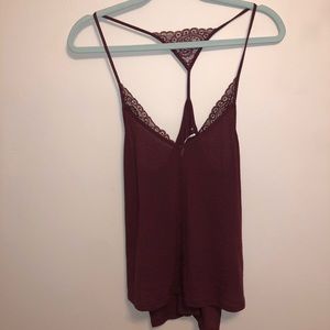 URBAN OUTFITTERS Maroon Lace Tank